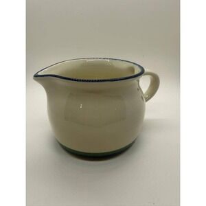 Pfaltzgraff Ocean Breeze Stoneware‎ Creamer USA Ivory with Blue Trim Vintage